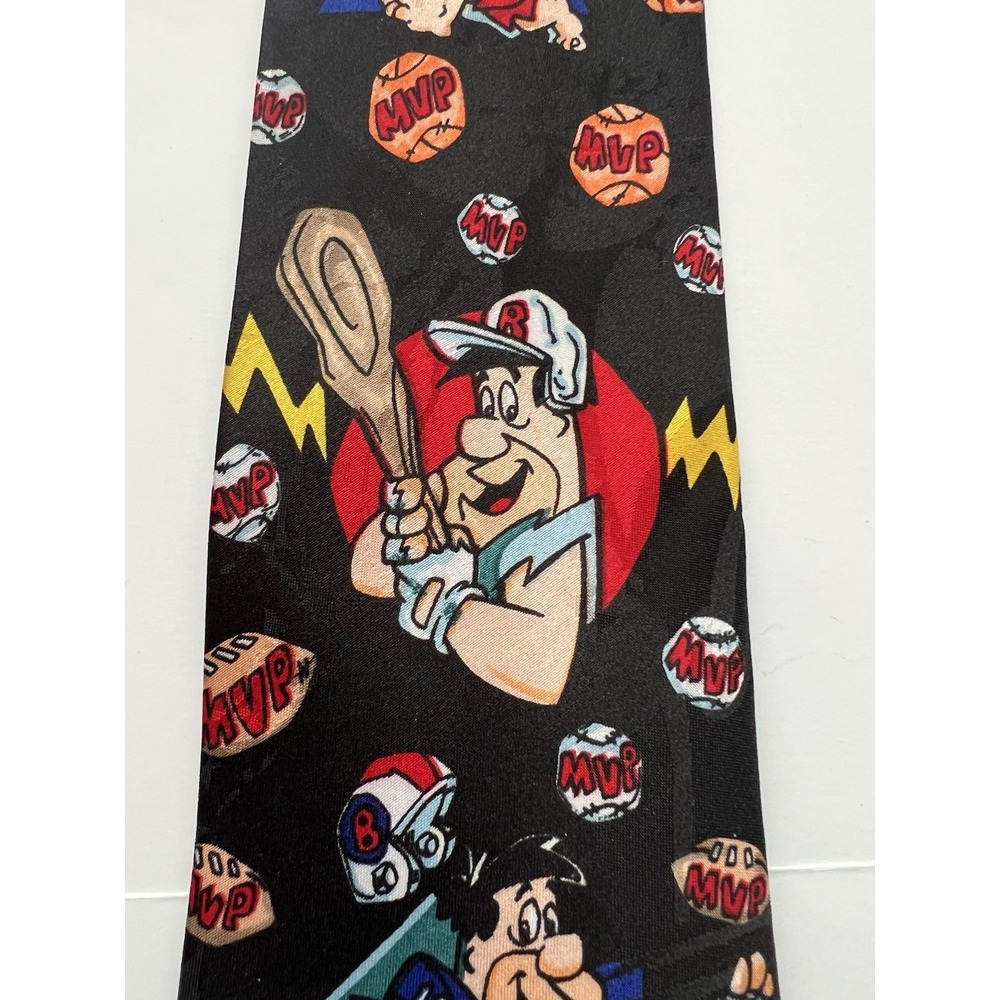 VTG 1993 FLINTSTONES Novelty Tie Hanna Barbera Fred Barney MVP Cartoon VGC